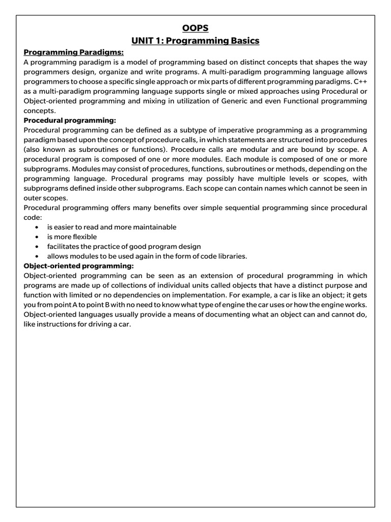Oops All Units | PDF | Parameter (Computer Programming) | Object ...
