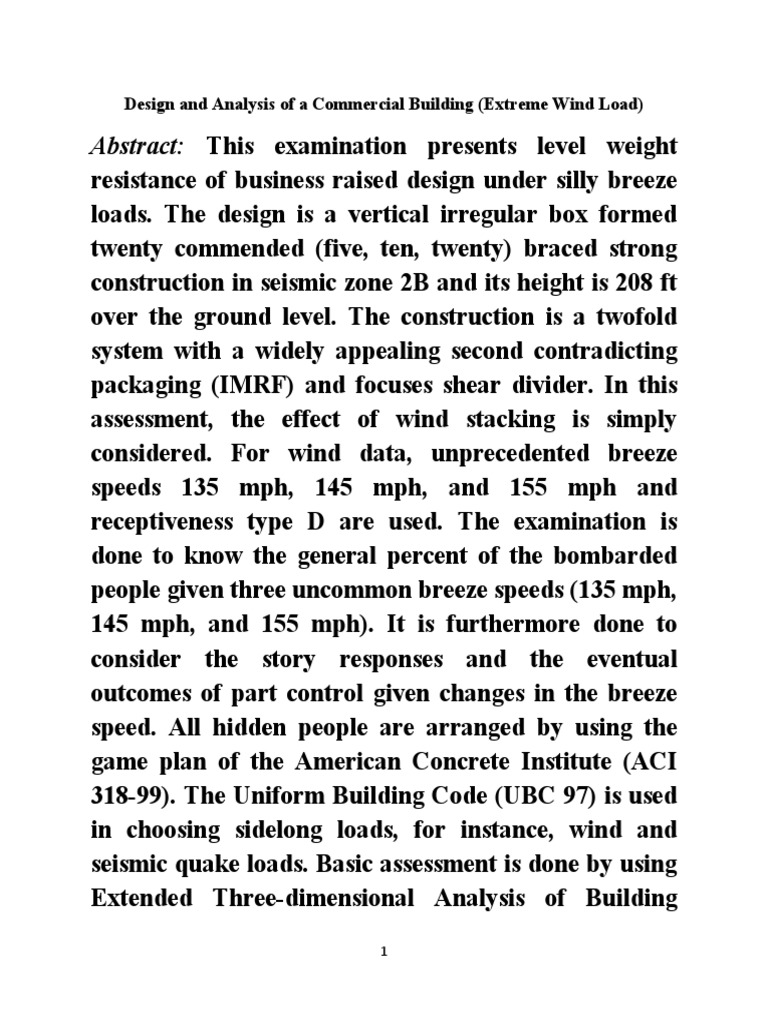 Design and Analysis of A Commercial Building (Extreme Wind Load) | PDF