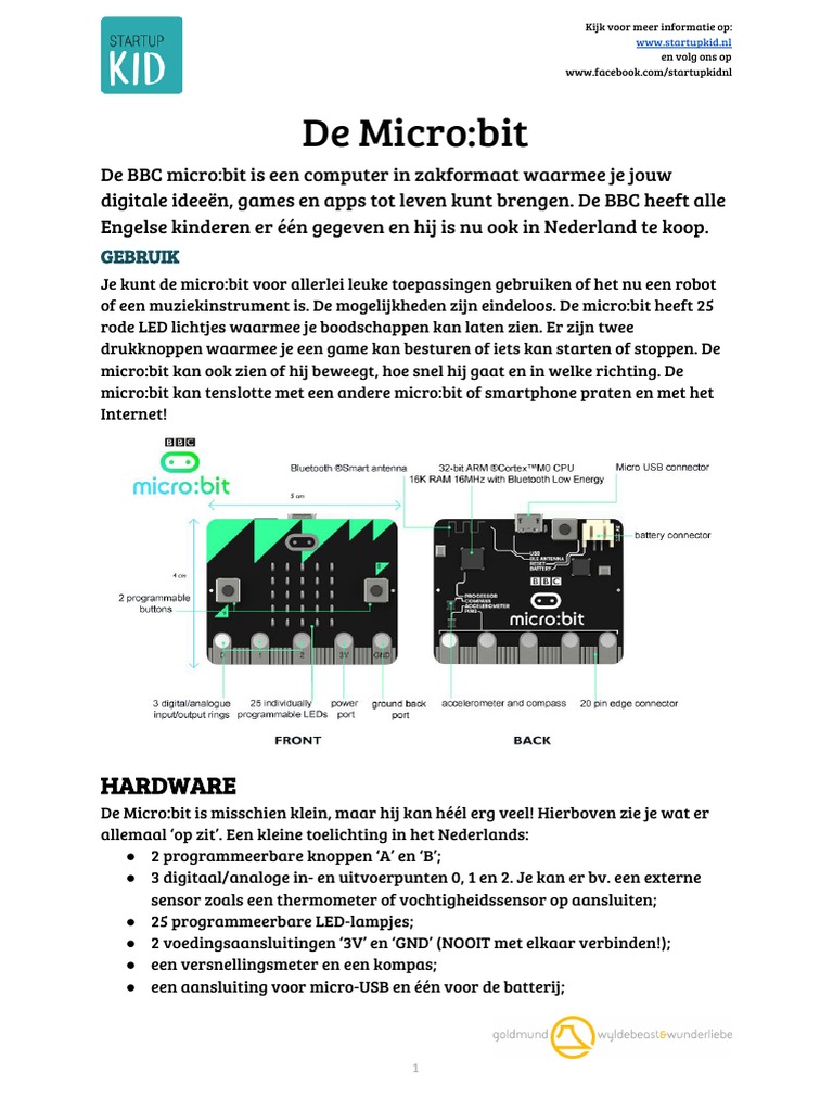 Startupkid Microbit Werkboek | PDF