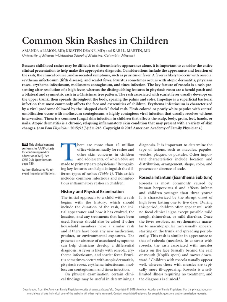 Common Rashes in Children | PDF | Infection | Microbiology