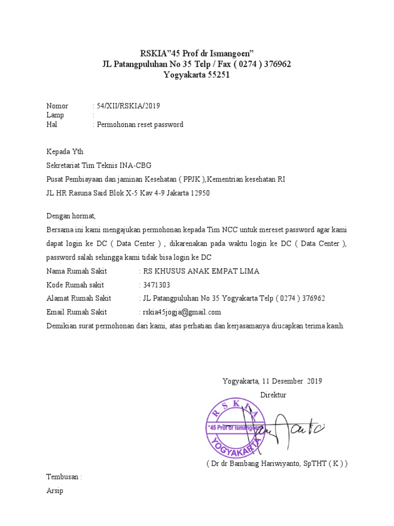 Permohonan Reset Password Pdf