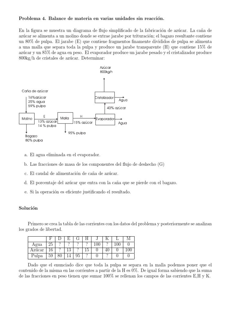 Balance de Materia Sin Reaccion Quimica Hidrógeno