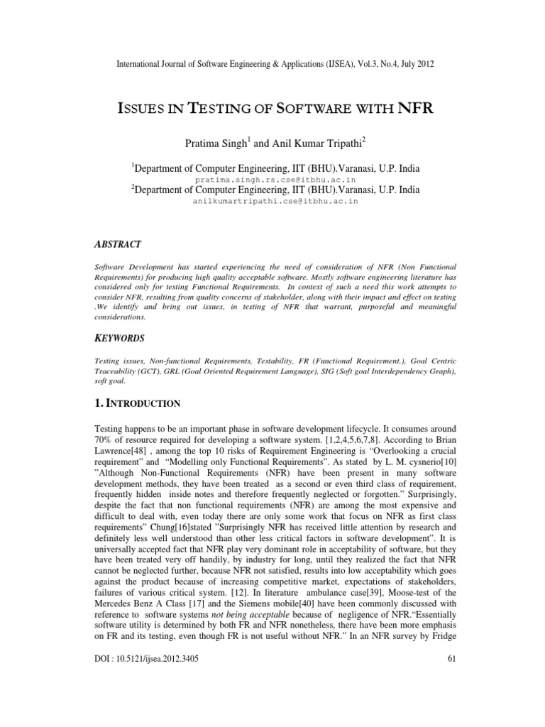 Issues in Testing of Software With NFR | PDF | Software Testing ...