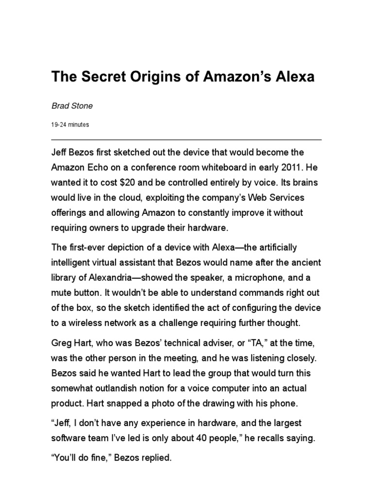 The Secret Origins of Amazon's Alexa PDF Amazon Echo Siri