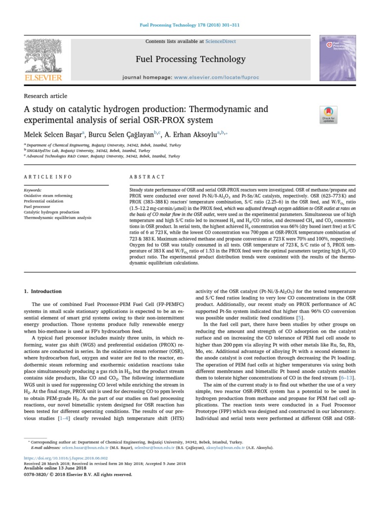 Fuel Processing Technology Research Article PDF Methane Carbon