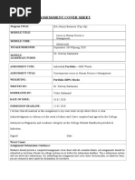 Assessment Cover Sheet: Program TITLE: Module Title