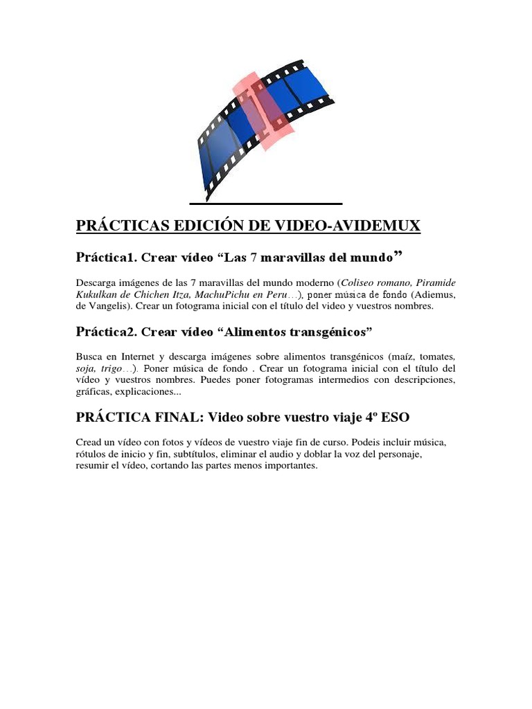 Prácticas de Edición de Video en Avidemux | PDF | Ciencia y matemáticas
