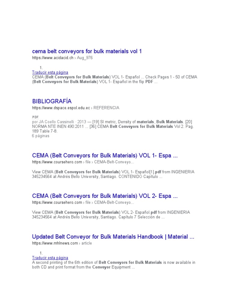 Cema Belt Conveyors For Bulk Materials Vol 1: Traducir Esta Página 
