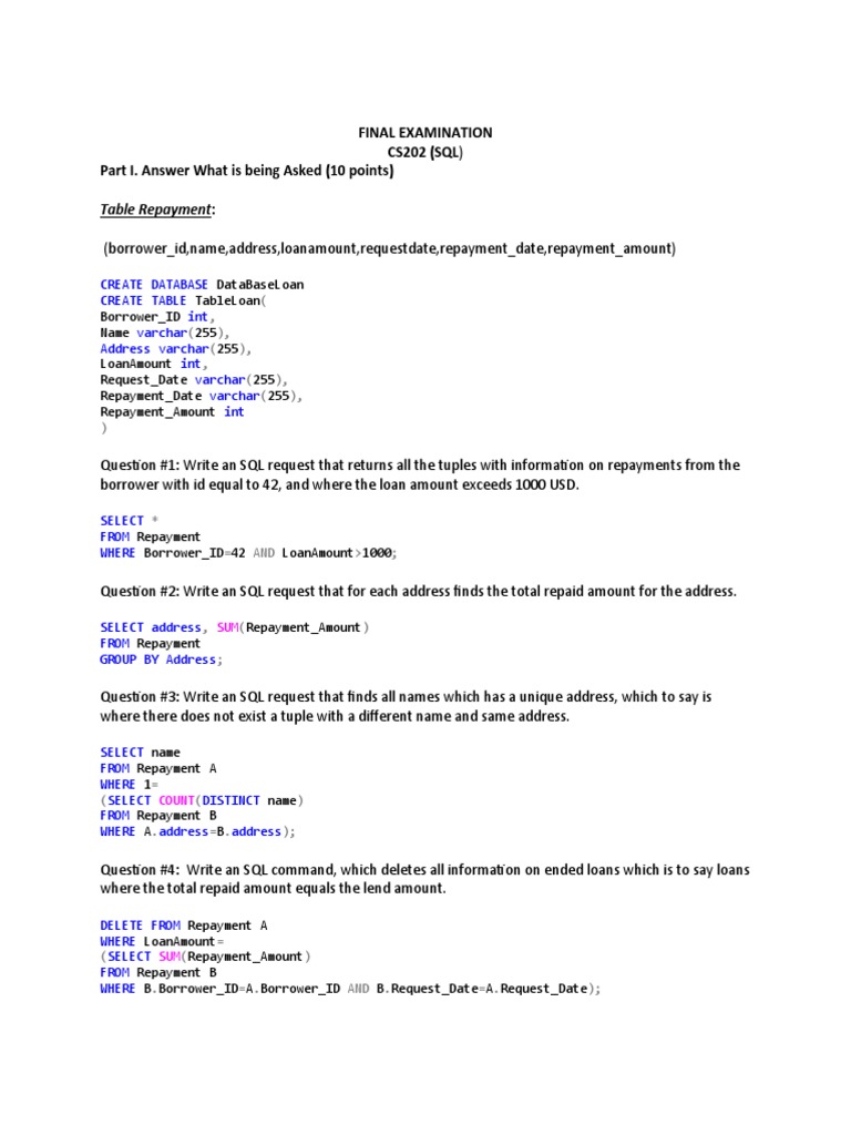 Case Study Pdf Loans Sql