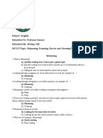 English MCQ Topic: Skimming, Scanning, Survey and Guessing Unfamiliar Words