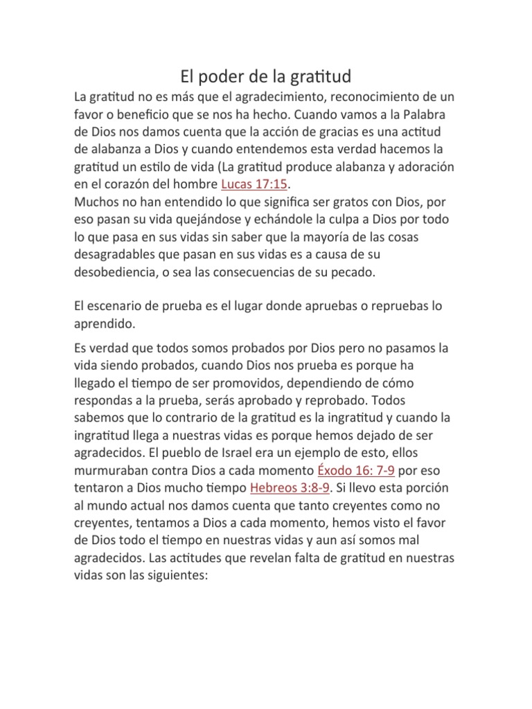 El Poder de La Gratitud | PDF | Gratitud | Dios