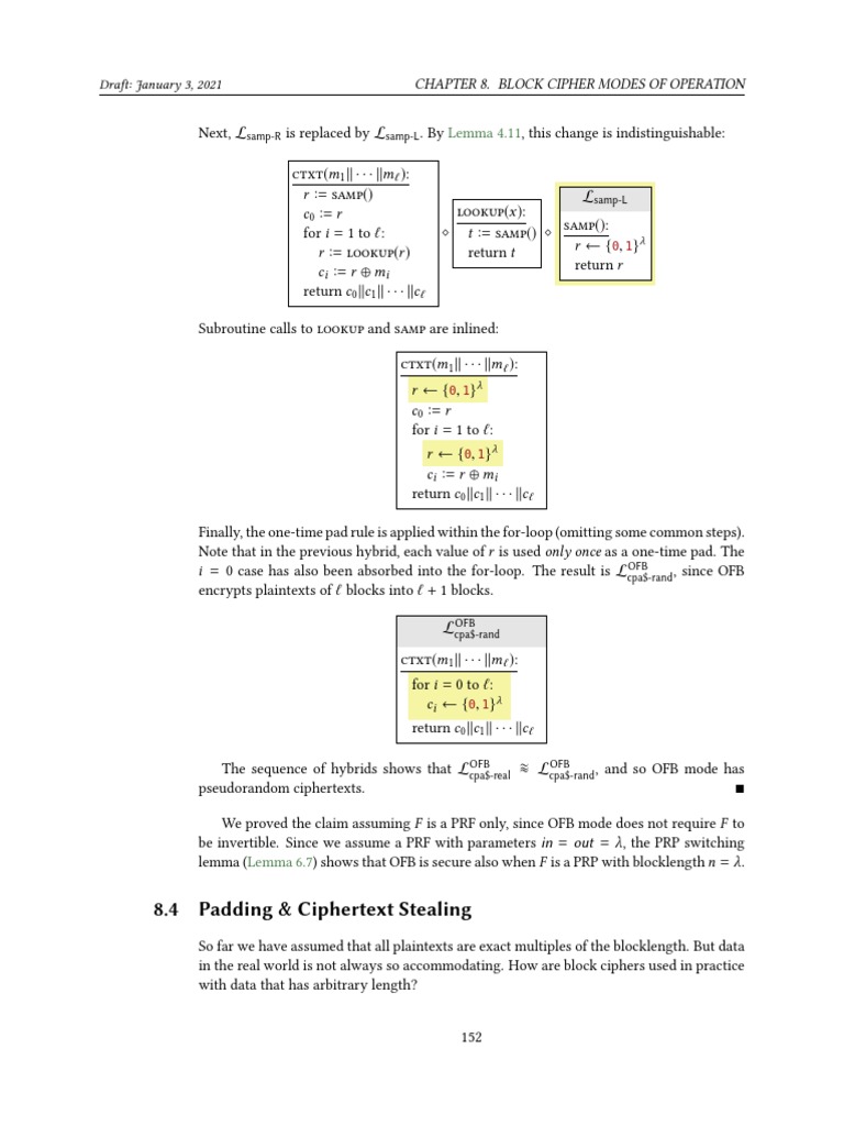 Block Cipher Modes: Padding & CTS Explained | PDF | Cryptography ...