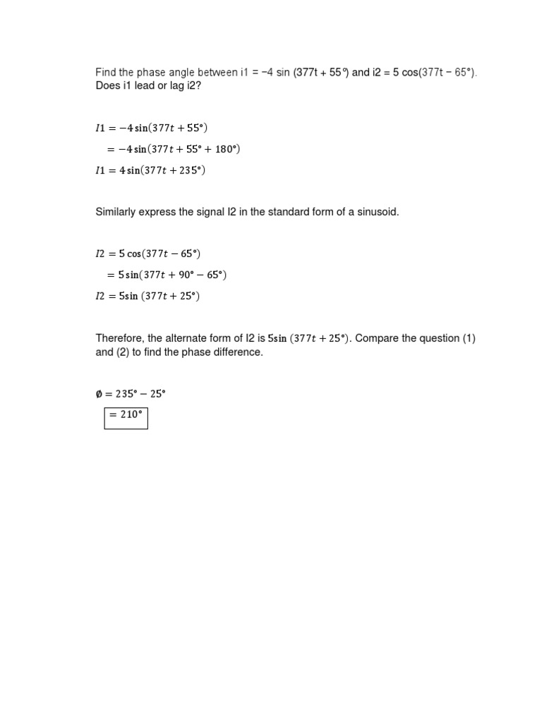 Phase Angle Calculation for AC Currents | PDF | Technology & Engineering