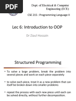 Lec 6: Introduction To OOP: DR Ziaul Hossain