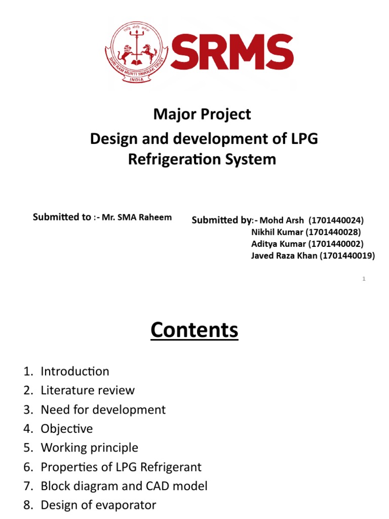 Major Project Design and Development of LPG Refrigeration System PDF