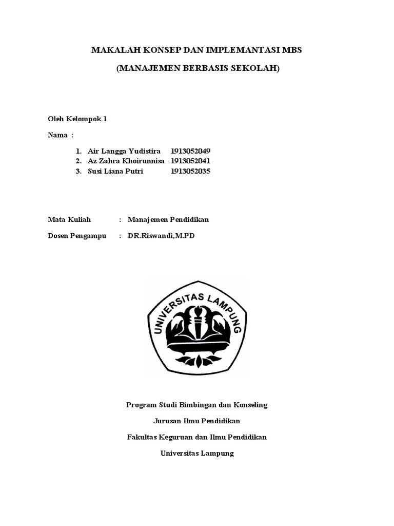 Karakteristik Manajemen Berbasis Sekolah | PDF