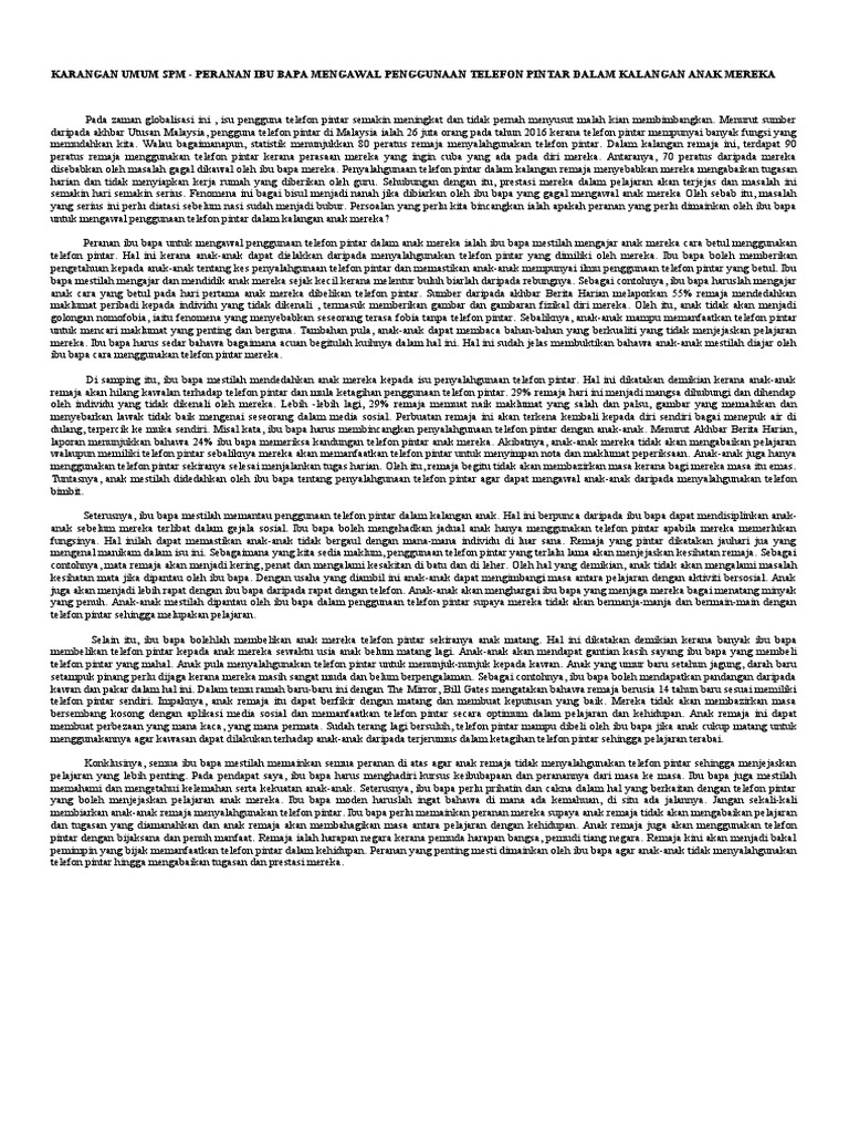 Karangan Peranan Ibu Bapa Pdf