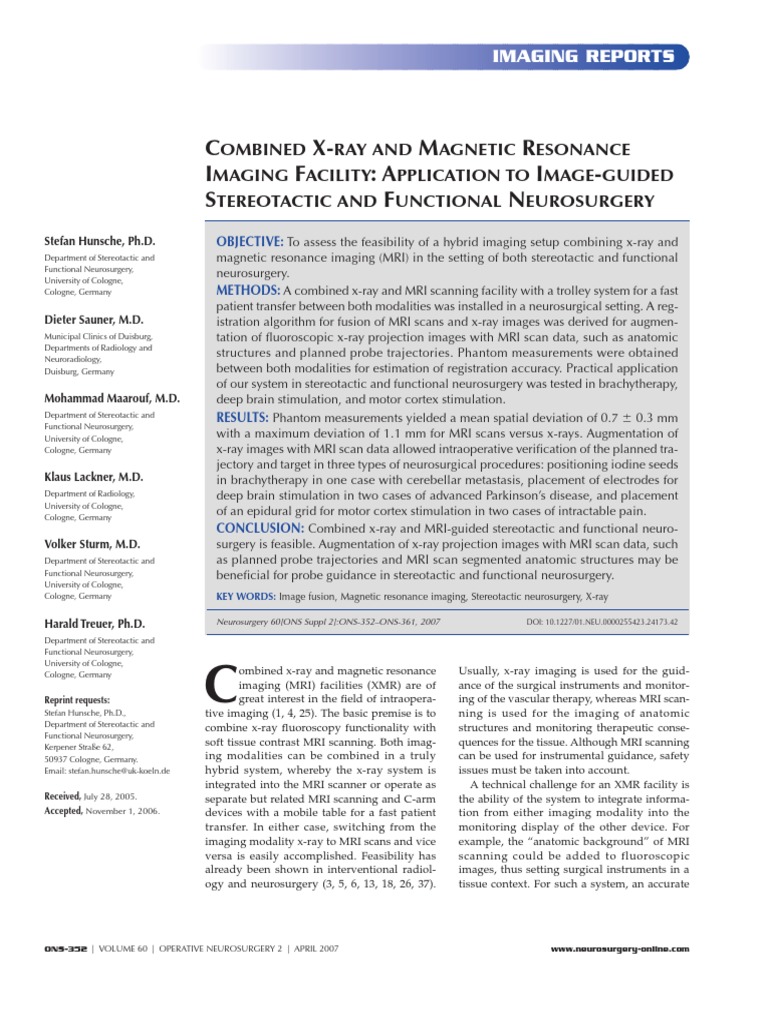 Hunsche 2007 | PDF | Medical Imaging | Magnetic Resonance Imaging
