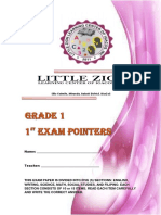 Grade 1 Exam Pointers