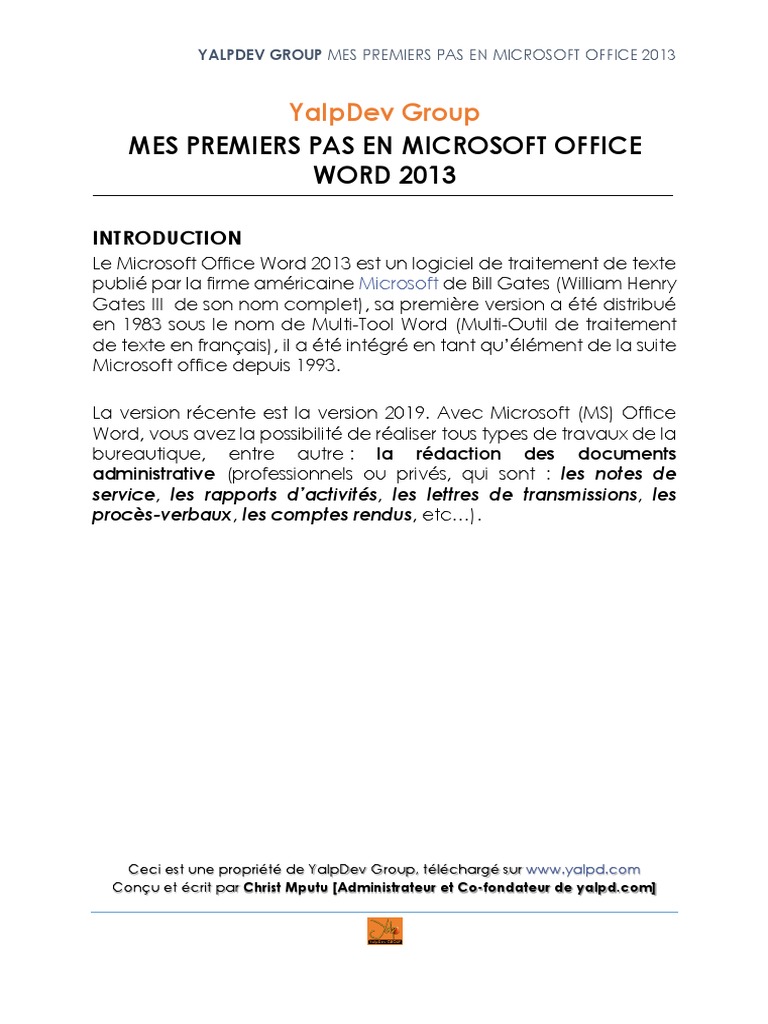 Premiers Pas avec Word 2013 | PDF | Microsoft Word | Microsoft Office