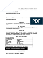 Solicitud de Ayuda Al Gobernador Del Edo. Bolivar