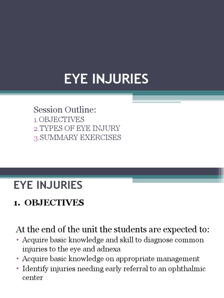 Eye Injury Management Guide | PDF | Wound | Cornea
