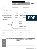 Ficha de Avaliacao Trimestral 1º Periodo 3º Ano MAT Ia