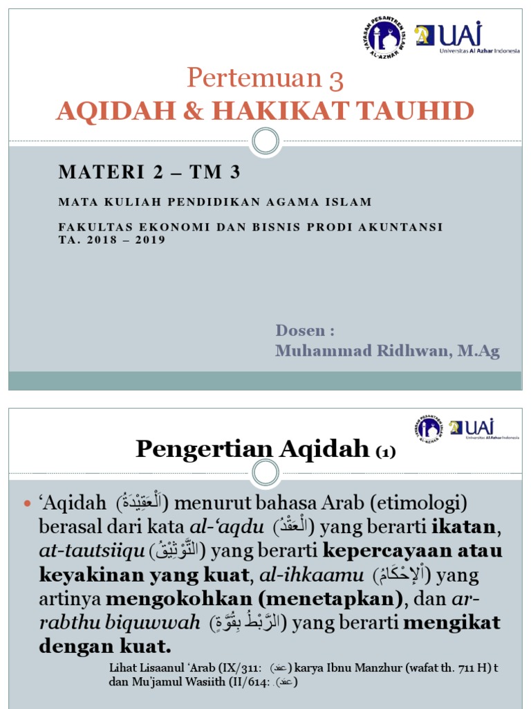 Materi TM 3 Aqidah & Hakikat Tauhid | PDF