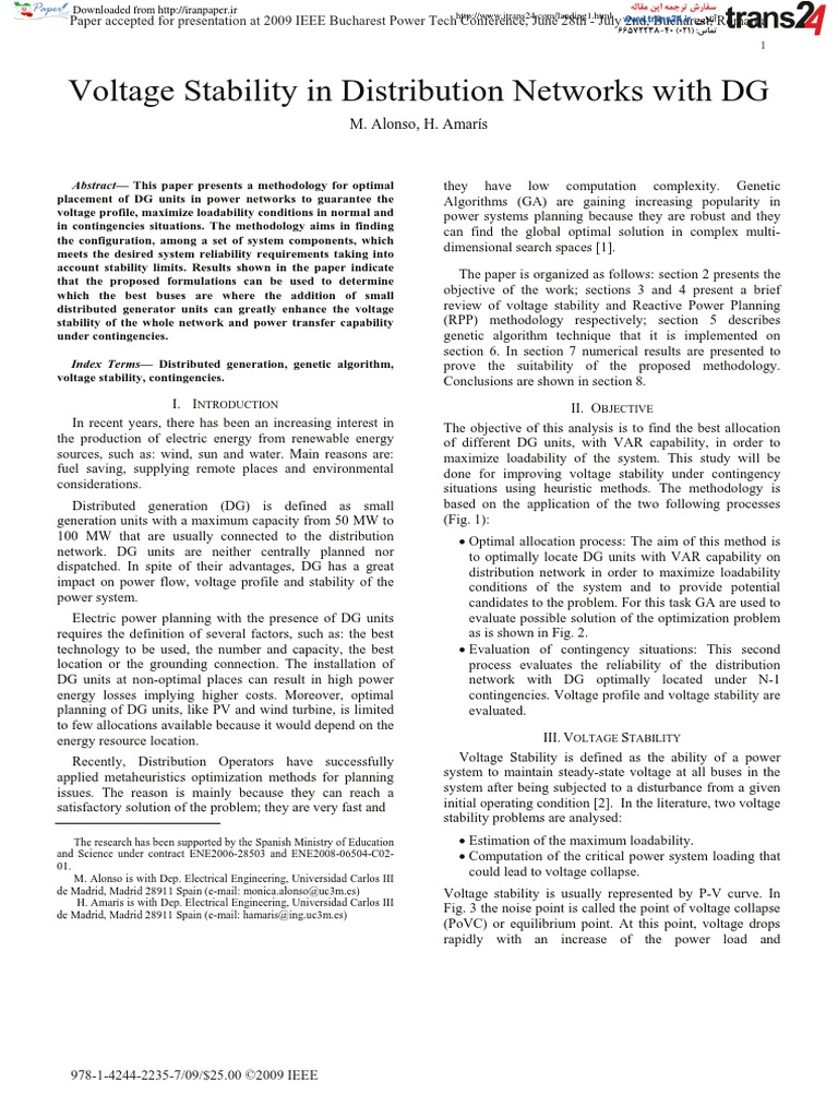 6 - 2009 - Voltage Stability in Distribution Networks With DG | PDF ...