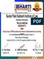 Seven Days FDP at Subharti Law College Certificate