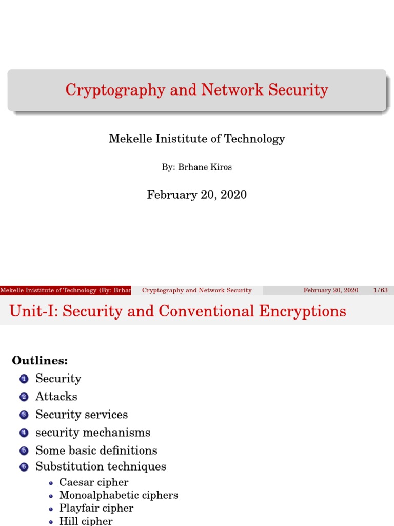 Cryptography and Network Security Overview | PDF | Cryptography ...