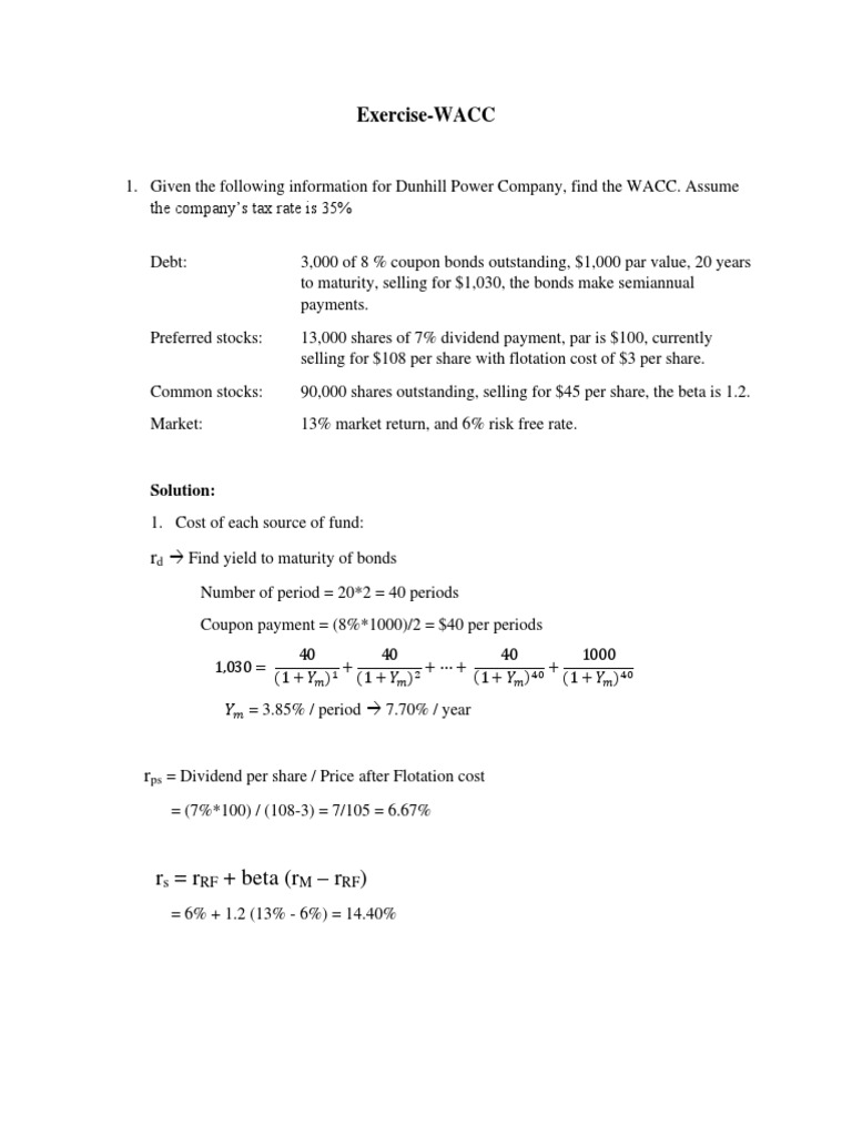 Exercise WACC | PDF | Finance & Money Management | Technology & Engineering