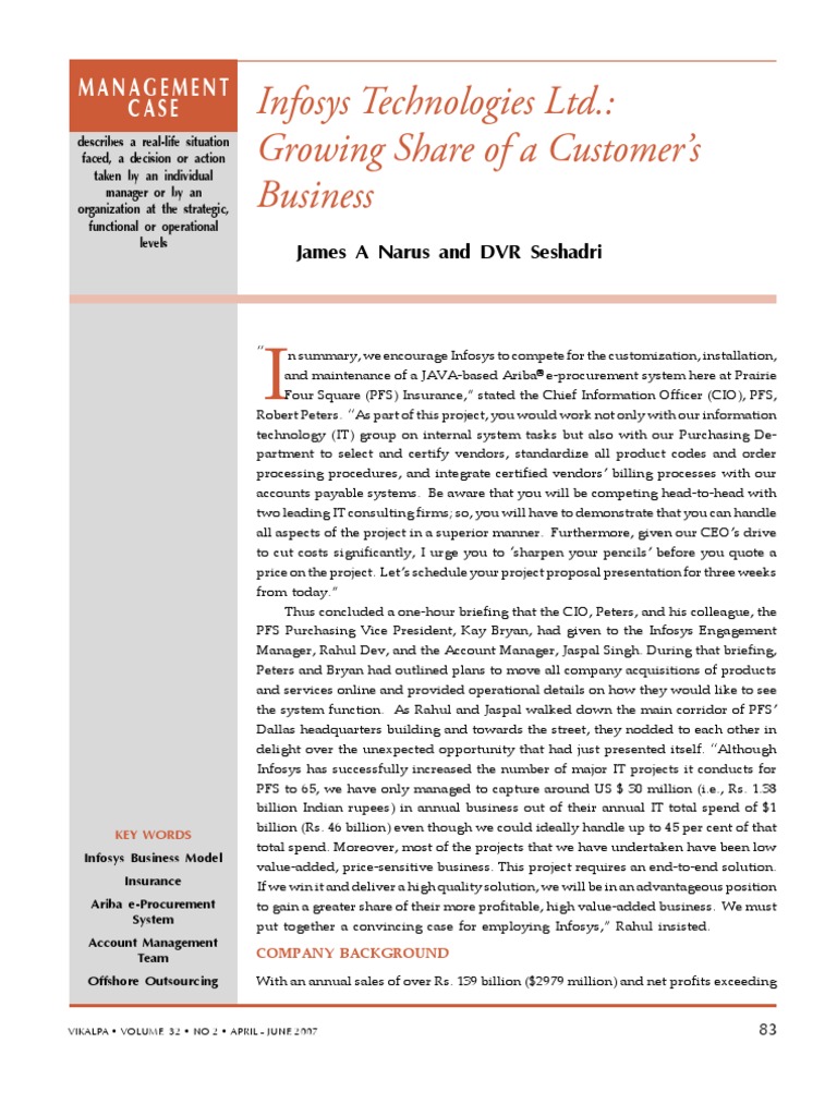 Infosys | PDF | Outsourcing | Mergers And Acquisitions