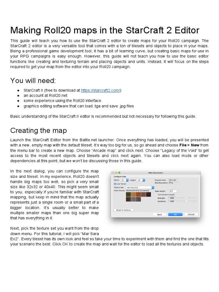 Making Roll20 Maps in The Starcraft 2 Editor: You Will Need | PDF ...