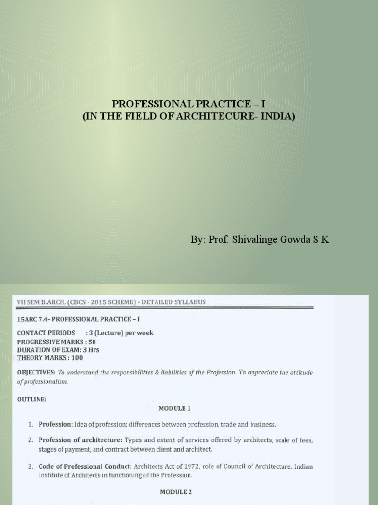 Professional Practice - I (In The Field of Architecure-India) | PDF ...