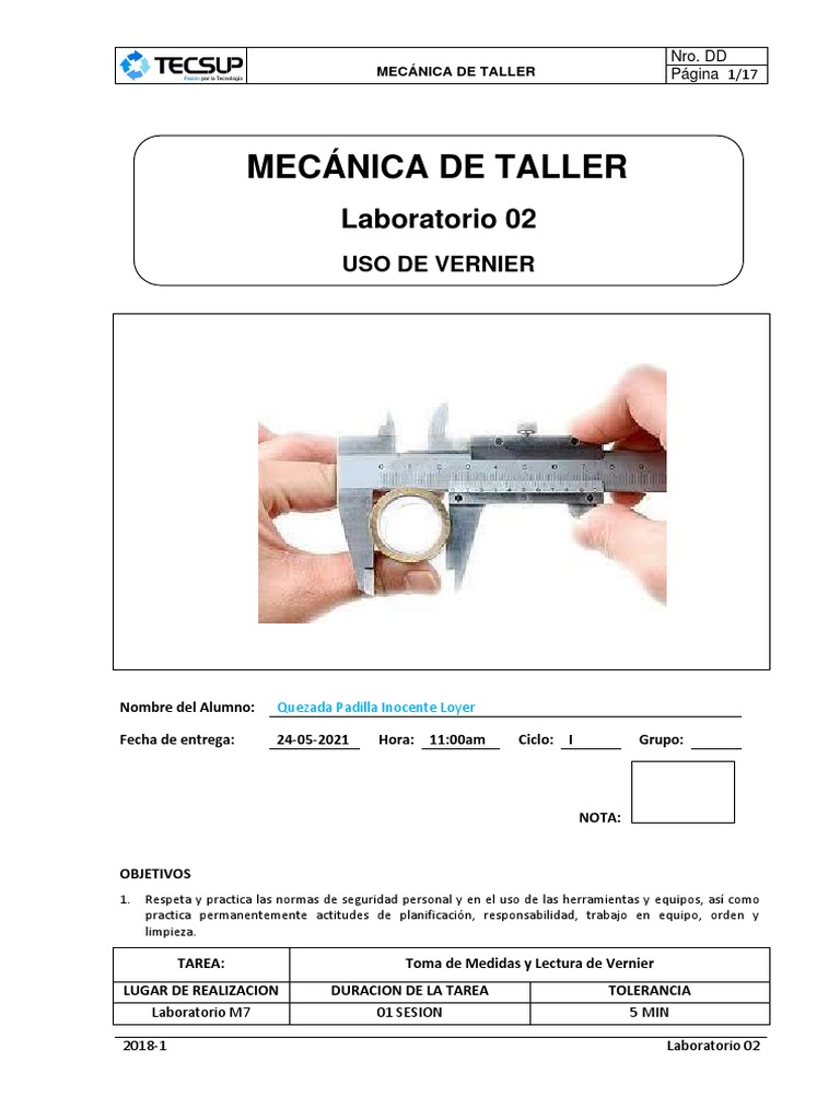 Uso y Medición con Vernier en Laboratorio | PDF | Observación ...