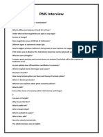 PMS Interview Questions on Governance, Economy and Current Affairs