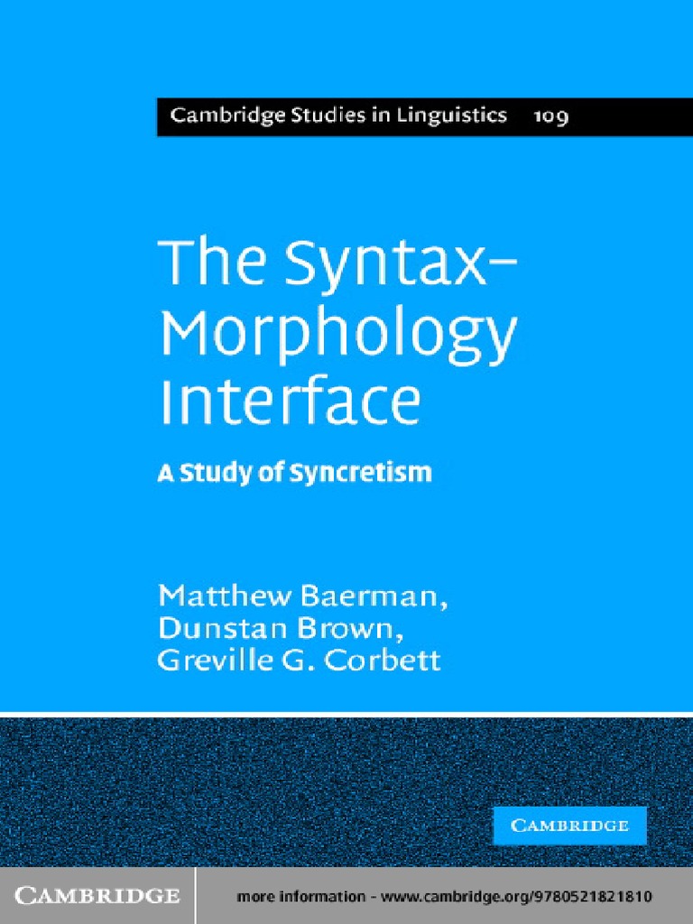 The Syntax Morphology Interface Pdf Morphology Linguistics