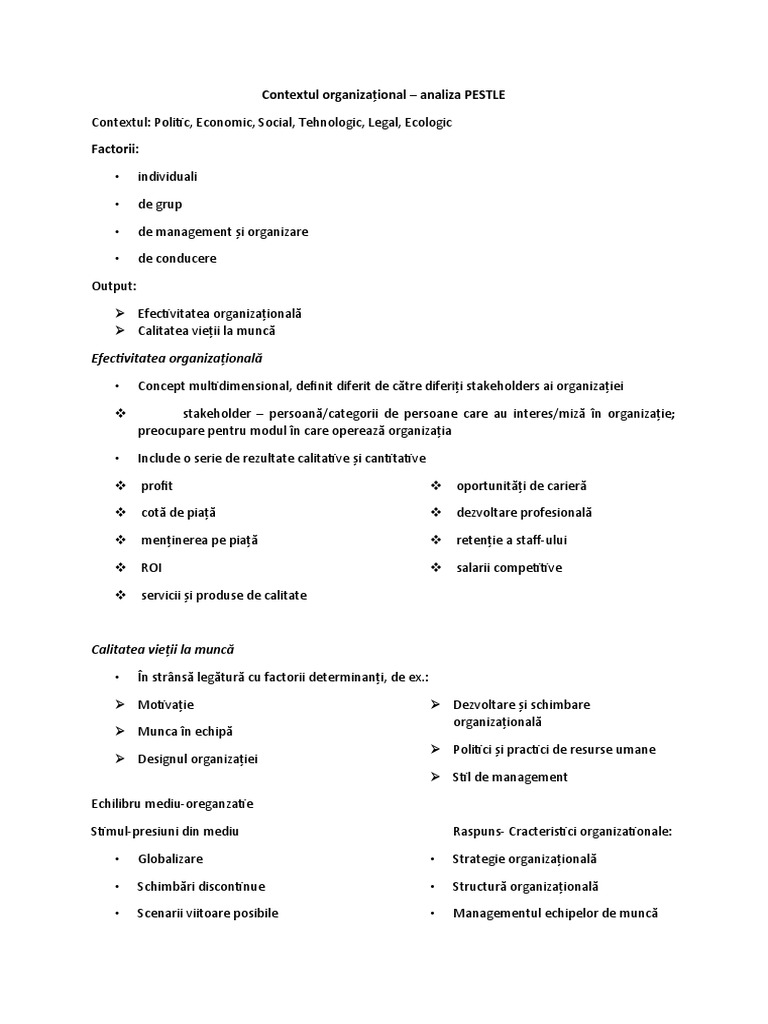 Contextul Organizațional | PDF