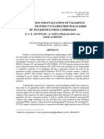 Formulation and Evaluation of Valsartan Tablets Employing Cyclodextrin-Poloxamer 407-Pvp K30 Inclusion Complexes