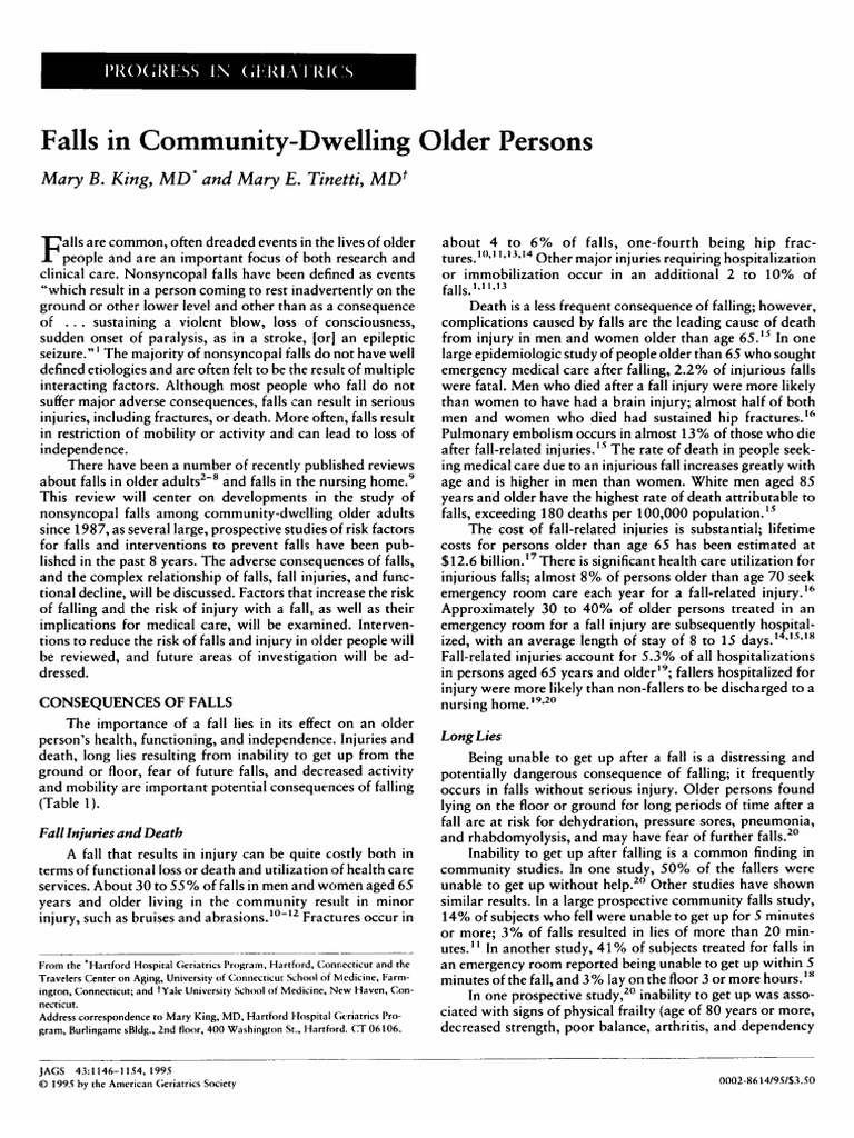 Nonsyncopal Falls in Older Adults | PDF | Balance (Ability) | Risk