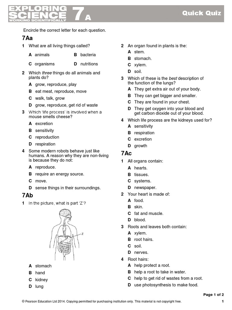 Homework T1 WK5 Science YR 7 | PDF | Cell (Biology) | Tissue (Biology)