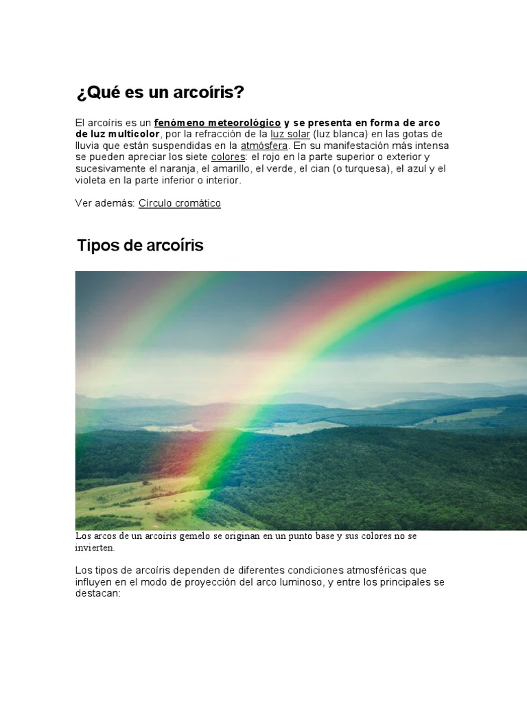 Información sobre el arcoíris y sus tipos | PDF | Arco iris | Color