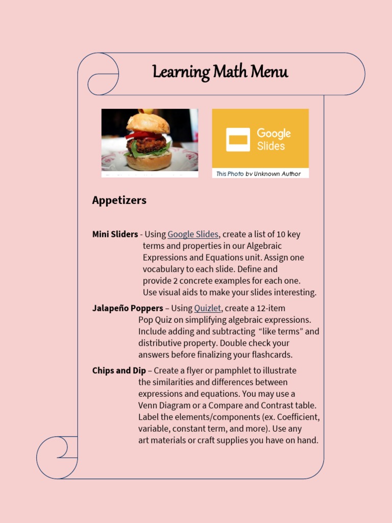 Learning Math Menu 304 | PDF | Equations | Algebra