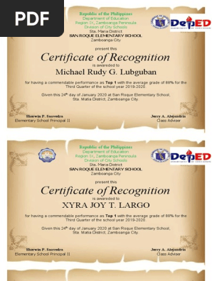 Certificate of Recognition