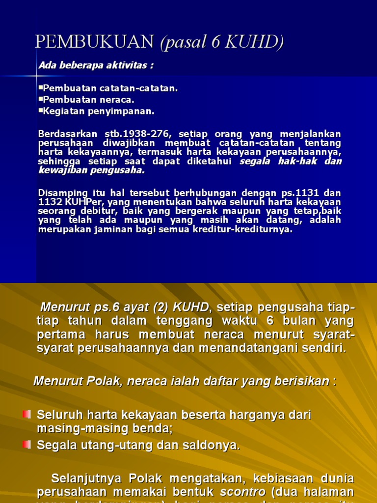 Pembukuan Menurut Pasal 6 KUHD | PDF