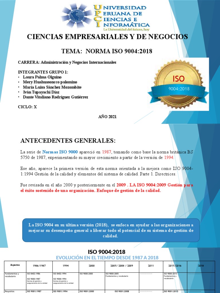 Grupo 1 - Norma Iso 9004 - 2018 | PDF | Calidad (comercial) | Liderazgo