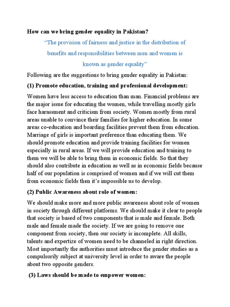 Gender Inequality in Pakistan | PDF | Woman | Gender