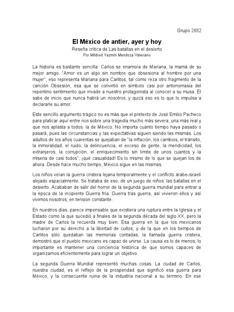 Reseña crítica de Las Batallas en el desierto
