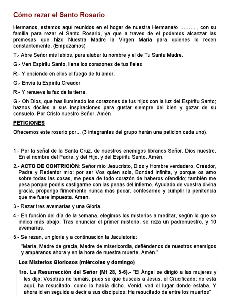 Cómo rezar el Santo Rosario completo | PDF | María, madre de Jesús ...